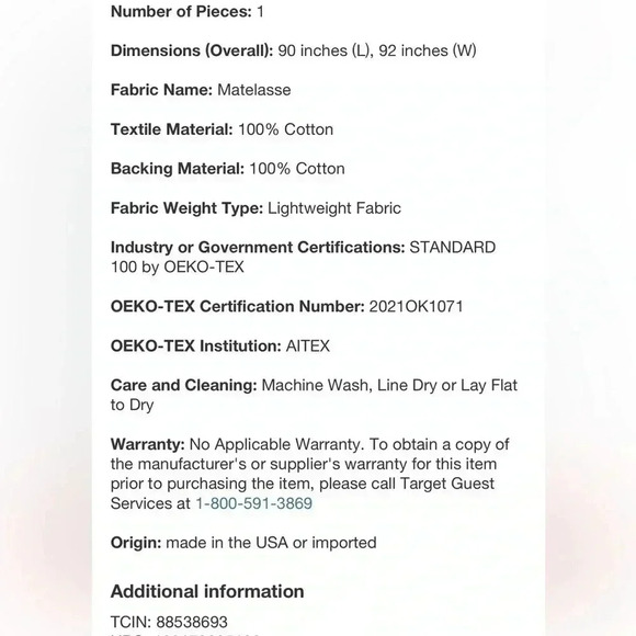 NWT Nate Home by Nate Berkus Matelasse Blanket with Fringe, F/Q, Lichen - Picture 10 of 10